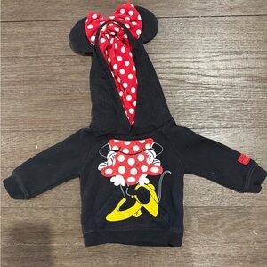 Disney Minnie Mouse Black Hoodie with Red Polka Dots Size: 6 Months